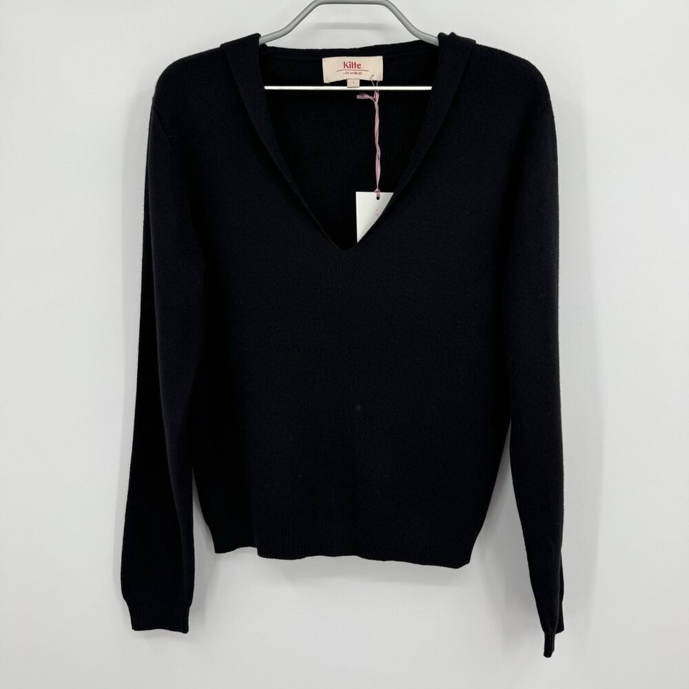 Kilte Collection Cotton-Cashmere Claire Sailor Pullover Sweater size 1 S Black